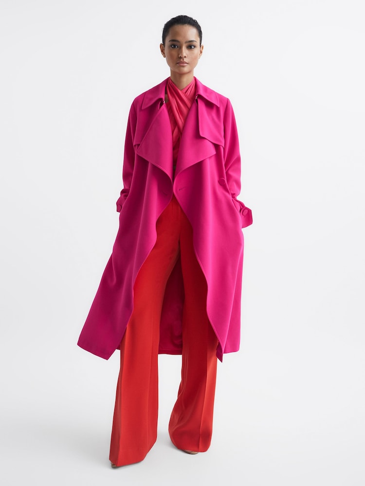 Reiss Pink Eden Belted Trench Coat - Image 1 of 7