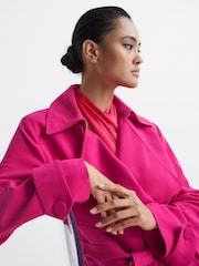 Reiss Pink Eden Belted Trench Coat - Image 4 of 7