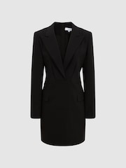 Reiss Black Karin Plunge Tuxedo Mini Dress - Image 2 of 6