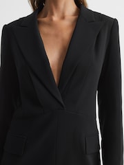 Reiss Black Karin Plunge Tuxedo Mini Dress - Image 4 of 6