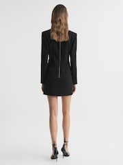 Reiss Black Karin Plunge Tuxedo Mini Dress - Image 5 of 6