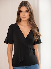 Pour Moi Black Bryony Slinky Blouse - Image 1 of 5