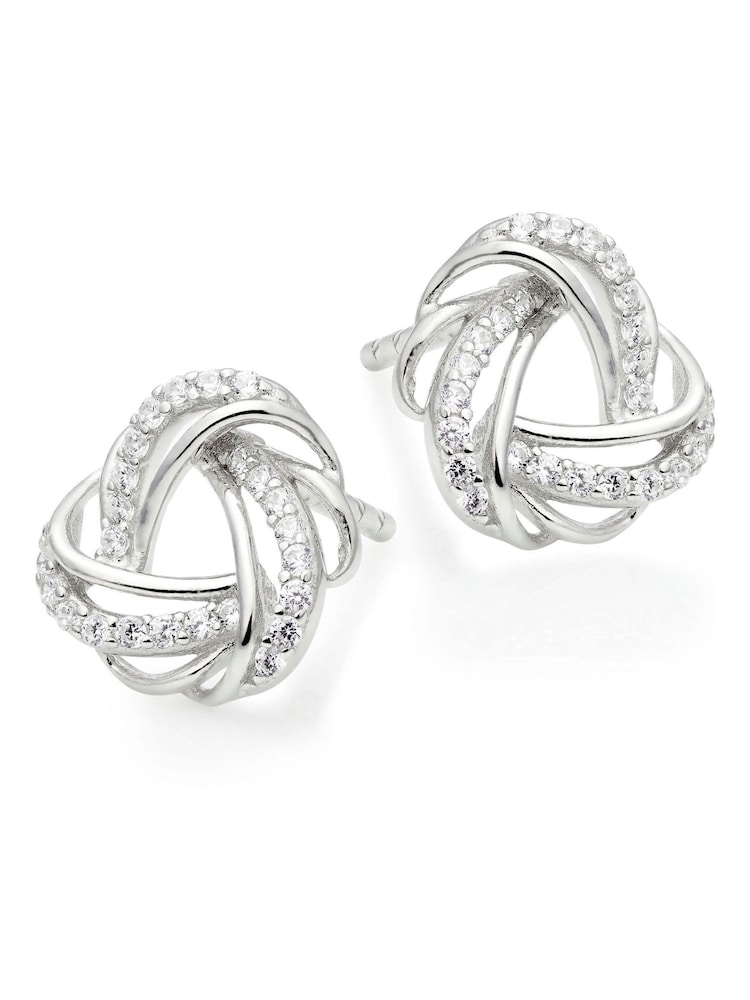 Beaverbrooks Sterling Silver Cubic Zirconia Knot Stud Earrings - Image 1 of 4