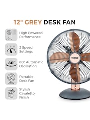 Tower Grey 12 Inch Metal Desk Fan - Image 2 of 8