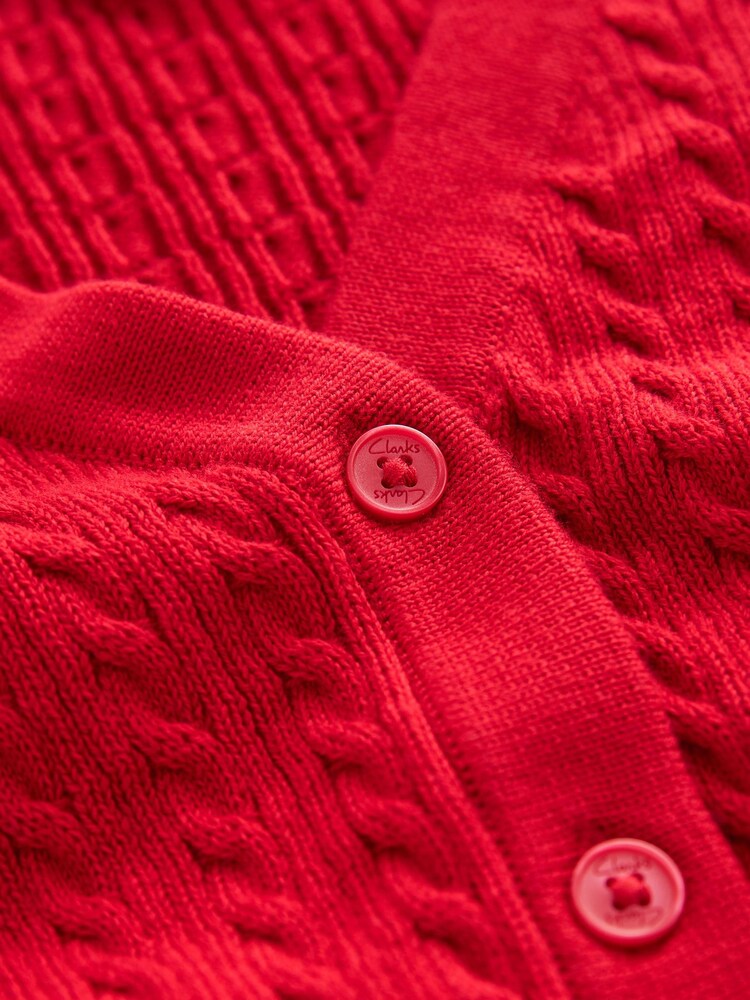 Clarks Red Girls School Cable Cardigan - Image 9 of 9