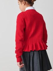 Clarks Red Girls School Cable Cardigan - Image 2 of 9