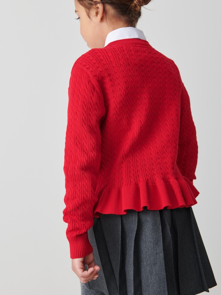 Clarks Red Girls School Cable Cardigan - Image 2 of 9