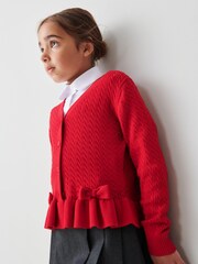 Clarks Red Girls School Cable Cardigan - Image 3 of 9
