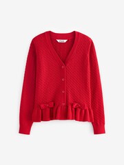 Clarks Red Girls School Cable Cardigan - Image 5 of 9