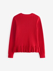 Clarks Red Girls School Cable Cardigan - Image 6 of 9
