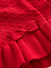 Clarks Red Girls School Cable Cardigan - Image 7 of 9