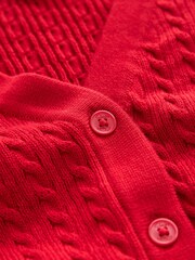Clarks Red Girls School Cable Cardigan - Image 8 of 9