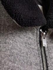 River Island Grey 100% Cotton Borg Collared Jacket - Image 6 of 6