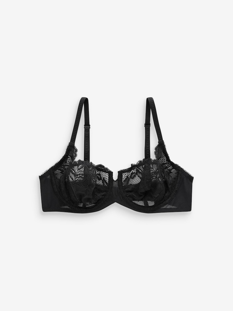 Black/White/Praline Nude Non Pad Balcony Lace Bras 3 Pack A-E - Image 3 of 5