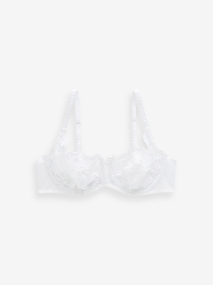 Black/White/Praline Nude Non Pad Balcony Lace Bras 3 Pack A-E - Image 4 of 5