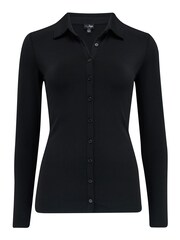 Pour Moi Black Bailey Slinky Recycled Jersey Shirt - Image 4 of 5