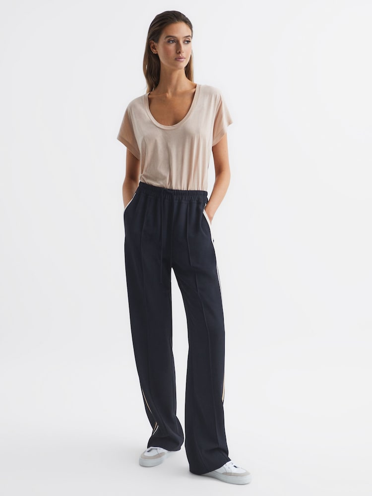 Bleumarin - Pantaloni largi cu elastic în talie Reiss Odell - Image 7 of 7