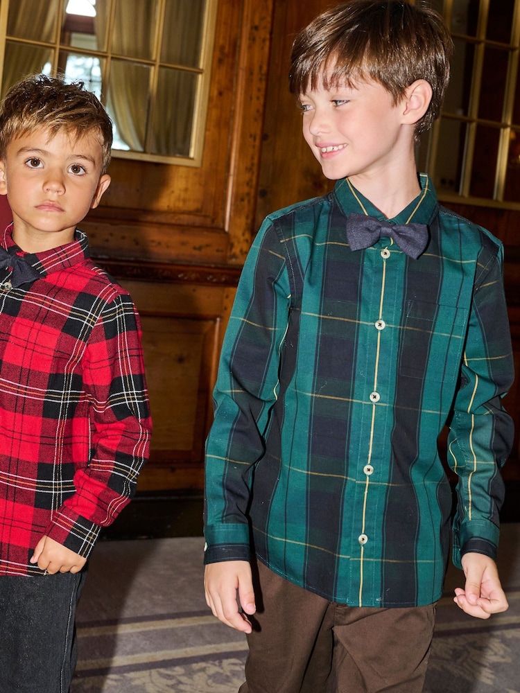Angel & Rocket Green Abel Check Shirt With Bow Tie - Image 1 of 6