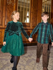Angel & Rocket Green Abel Check Shirt With Bow Tie - Image 2 of 6