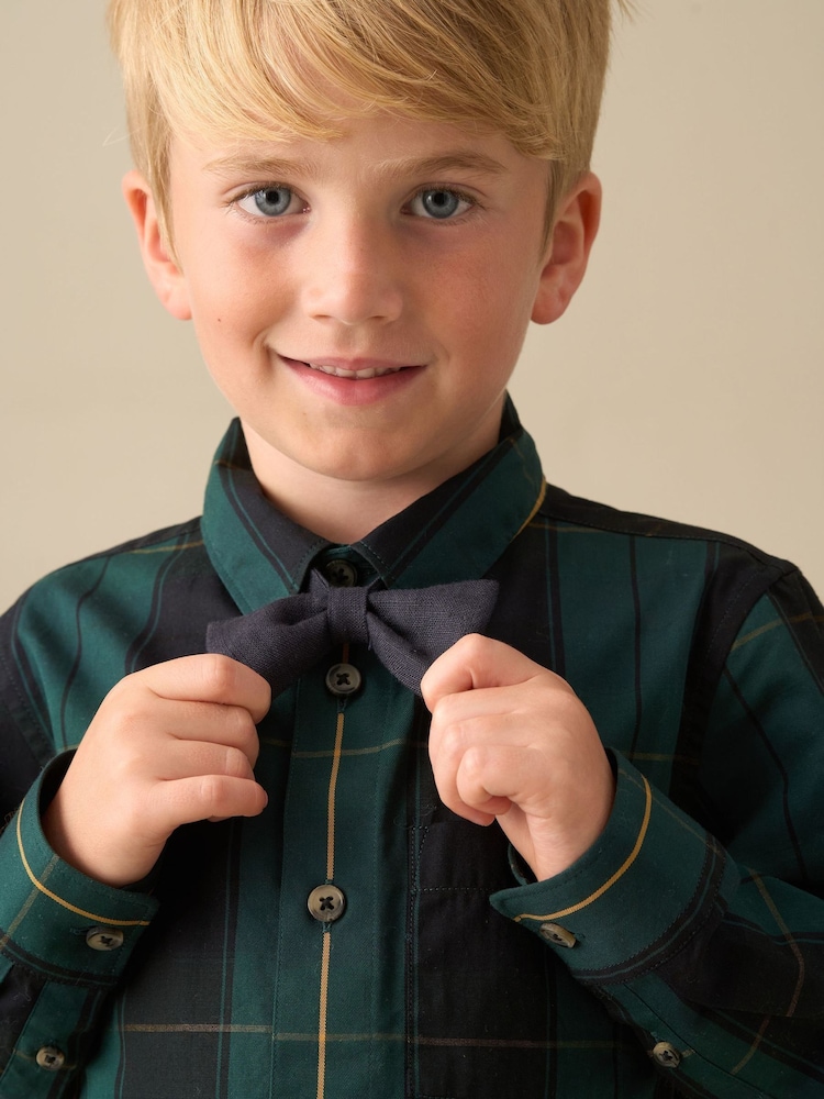 Angel & Rocket Green Abel Check Shirt With Bow Tie - Image 6 of 6