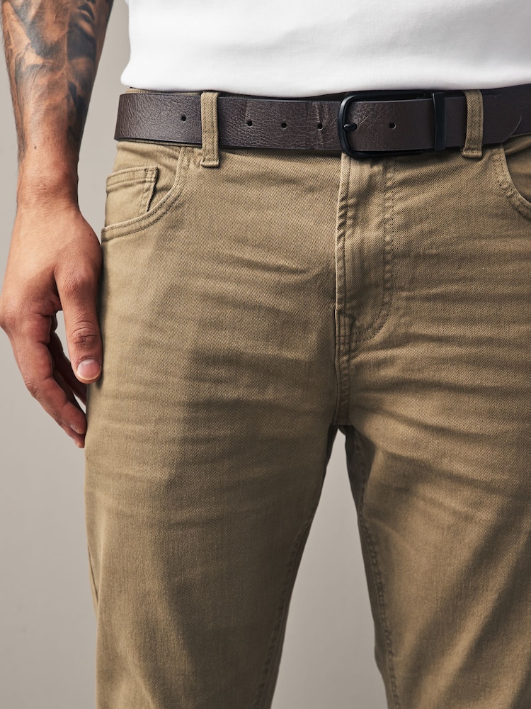 Tan Brown Slim Fit Belted Authentic Jeans - Image 5 of 5 Tan Brown Slim Fit Belted Authentic Jeans - Image 5 of 5