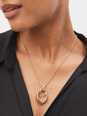 Gold Tone Interlocking Circle Pendant Necklace - Image 1 of 4