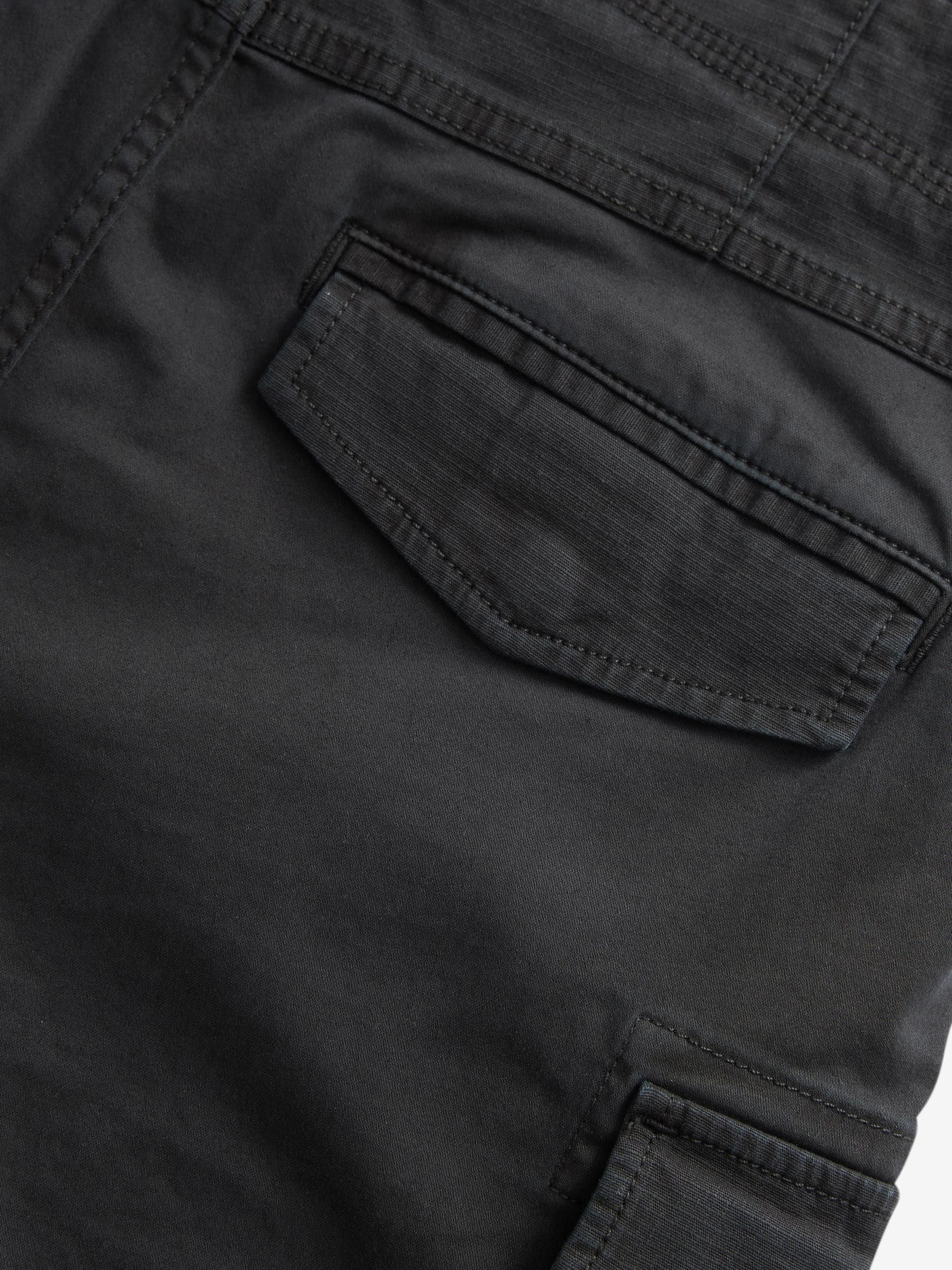 Buy Black Slim Fit Zip Detail Stretch Cargo Trousers from
