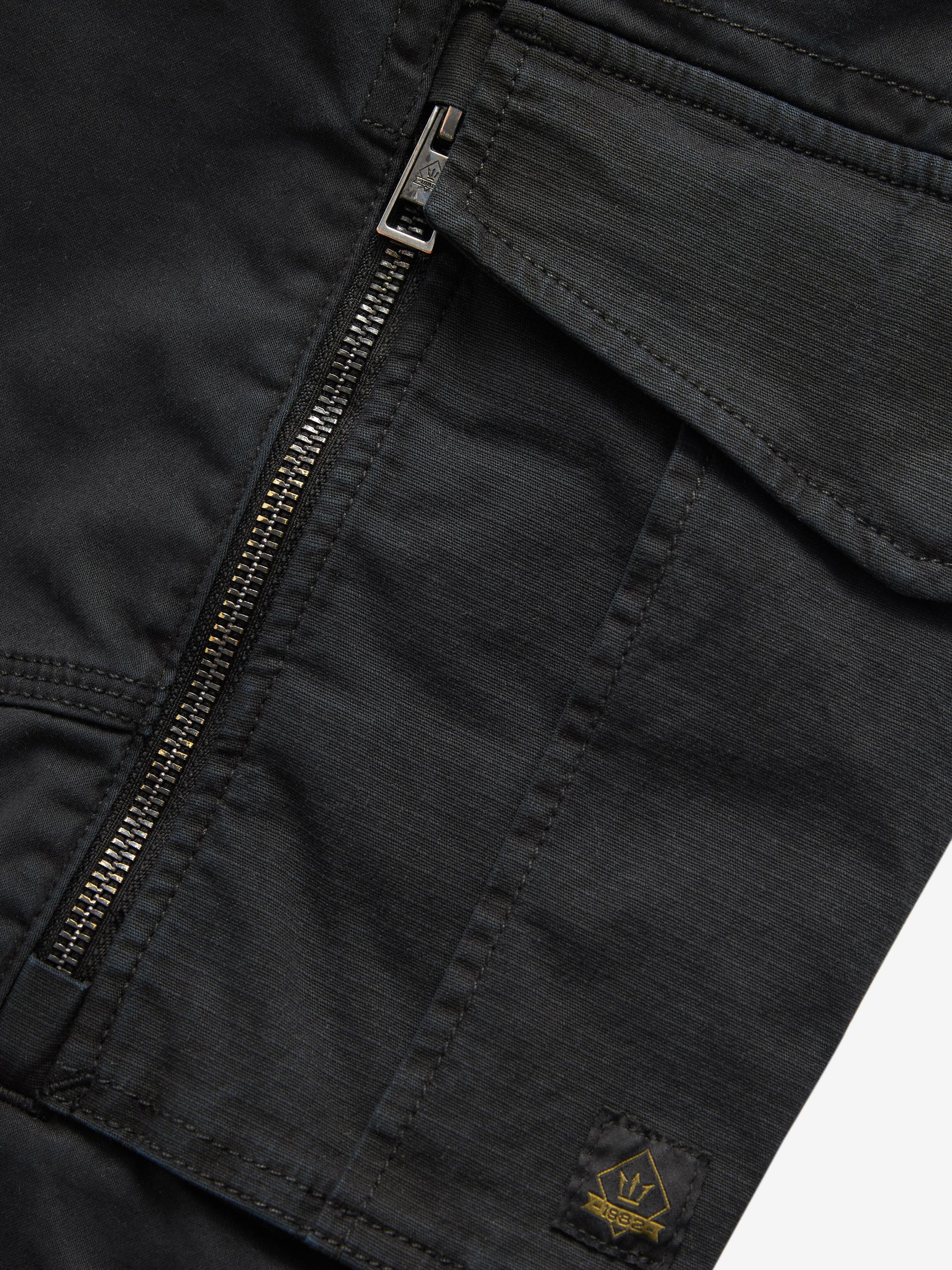 Buy Black Slim Fit Zip Detail Stretch Cargo Trousers from