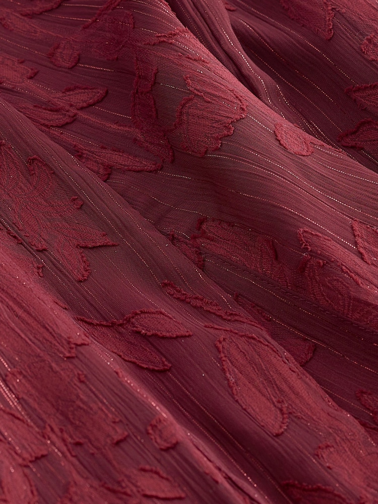 Berry Red Sheer Embroidered Kimono - Image 2 of 5