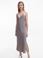Calvin Klein Recycled Midi Slip Brown Dress - Image 1 of 6