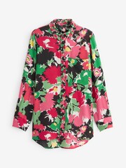 Pink Floral Textured Long Sleeve Shirt with Pocket - Image 5 of 5