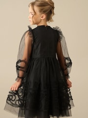黑色 - Angel & Rocket Juliette Frilled Bow Mesh Dress - 圖片 2，共 5