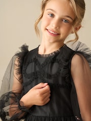 黑色 - Angel & Rocket Juliette Frilled Bow Mesh Dress - 圖片 4，共 5