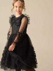 Angel & Rocket Black Juliette Frilled Bow Mesh Dress - Image 6 of 8