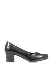 Pavers Ink Black Pavers Block Heeled Black Court Shoes - Image 1 of 5