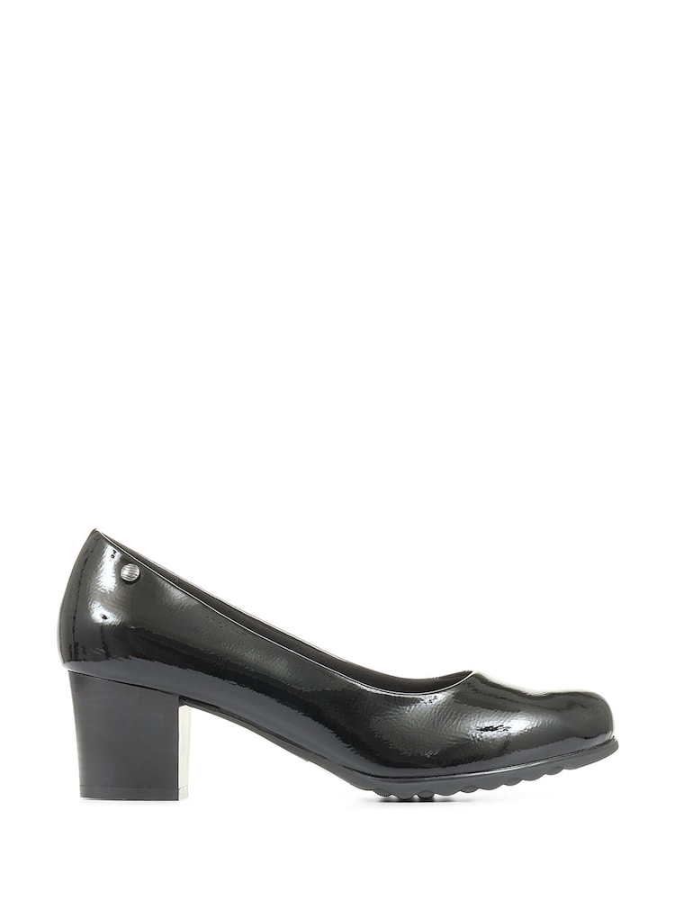 Pavers Ink Black Pavers Block Heeled Black Court Shoes - Image 1 of 5