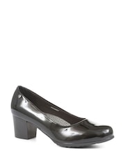 Pavers Ink Black Pavers Block Heeled Black Court Shoes - Image 2 of 5
