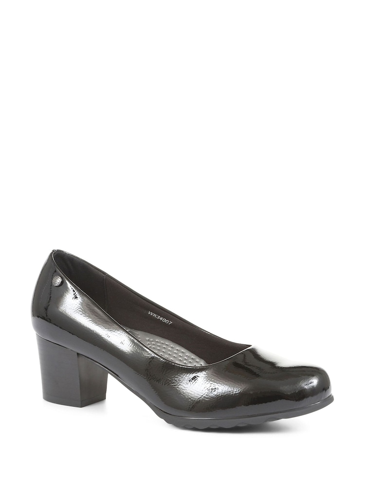 Pavers Ink Black Pavers Block Heeled Black Court Shoes - Image 2 of 5
