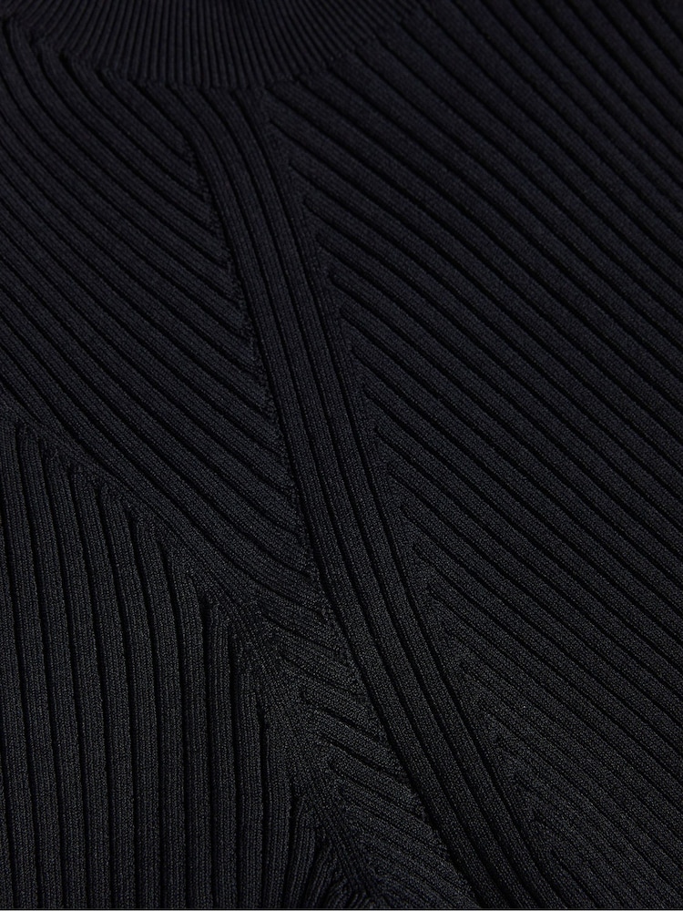 Ted Baker Black Alltaa Knitted Bodice Dress With Pleather Skirt - Image 6 of 6