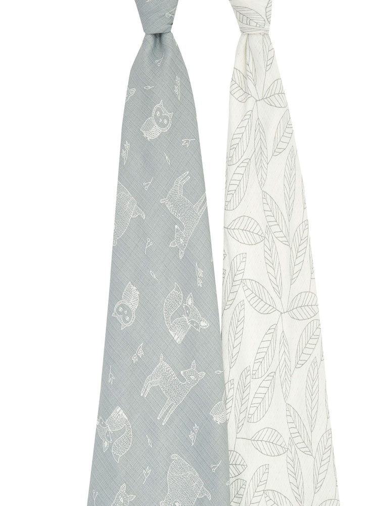 aden + anais Grey Essentials Silky Soft Muslin Blankets 2 Pack Woodsy - Image 2 of 5 aden + anais Grey Essentials Silky Soft Muslin Blankets 2 Pack Woodsy - Image 2 of 5