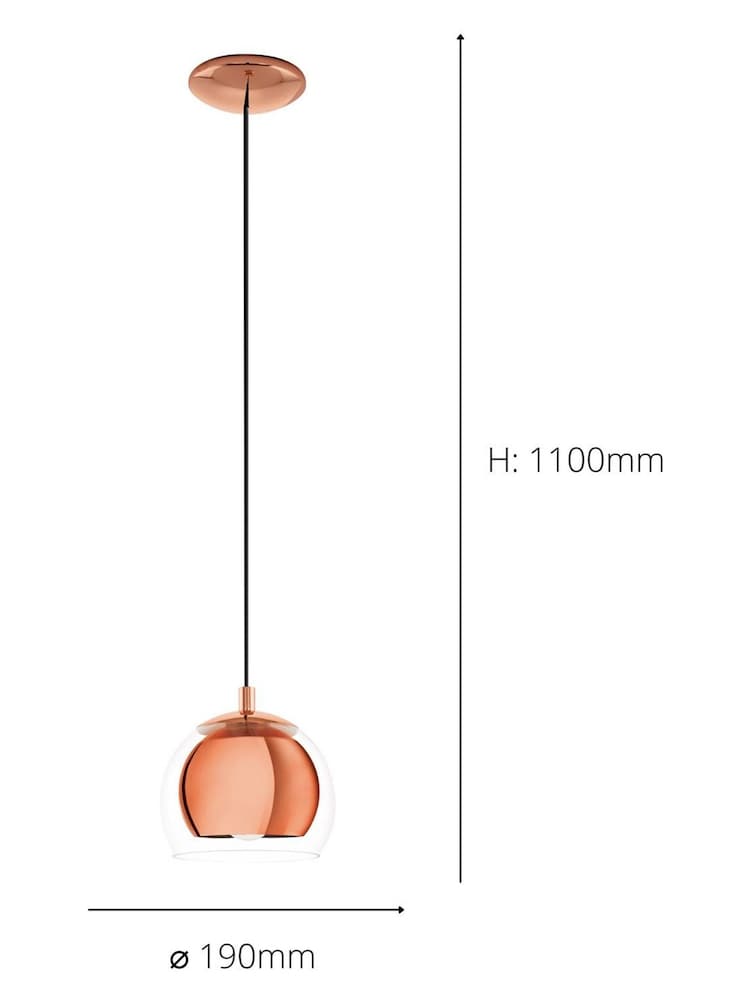 Eglo Copper Rocamar 1 Light Pendant Ceiling Light - Image 3 of 3