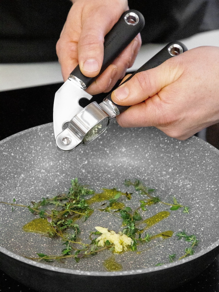 Masterclass Black Soft Grip Stainless Steel Garlic Press - Image 1 of 4