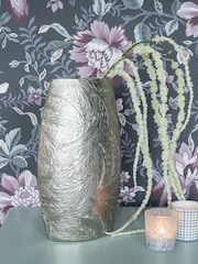 Laura Ashley Pewter Grey Winspear Leaf Embossed Decorative Vase - Image 1 of 5