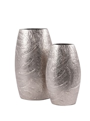 Laura Ashley Pewter Grey Winspear Leaf Embossed Decorative Vase - Image 3 of 5