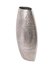 Laura Ashley Pewter Grey Winspear Leaf Embossed Decorative Vase - Image 4 of 5