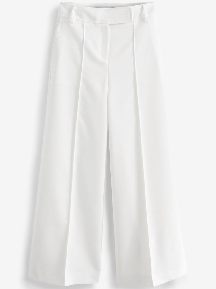 White Tailored High Waist Wide Leg Trousers - Image 6 of 6
