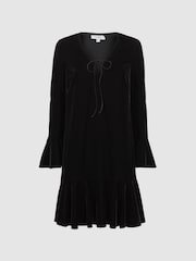 Florere Velvet V-Neck Mini Dress - Image 2 of 5