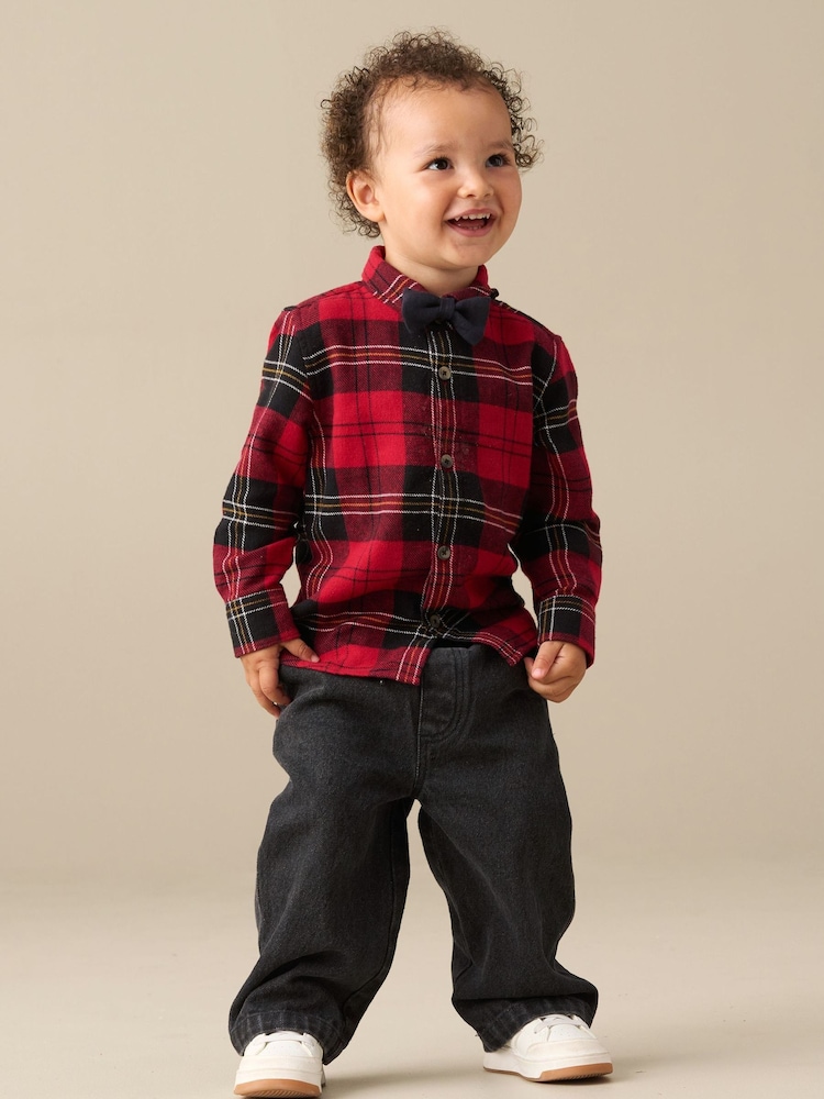 Angel & Rocket Red Abel Brushed Check Shirt With Bow Tie - Image 1 of 6