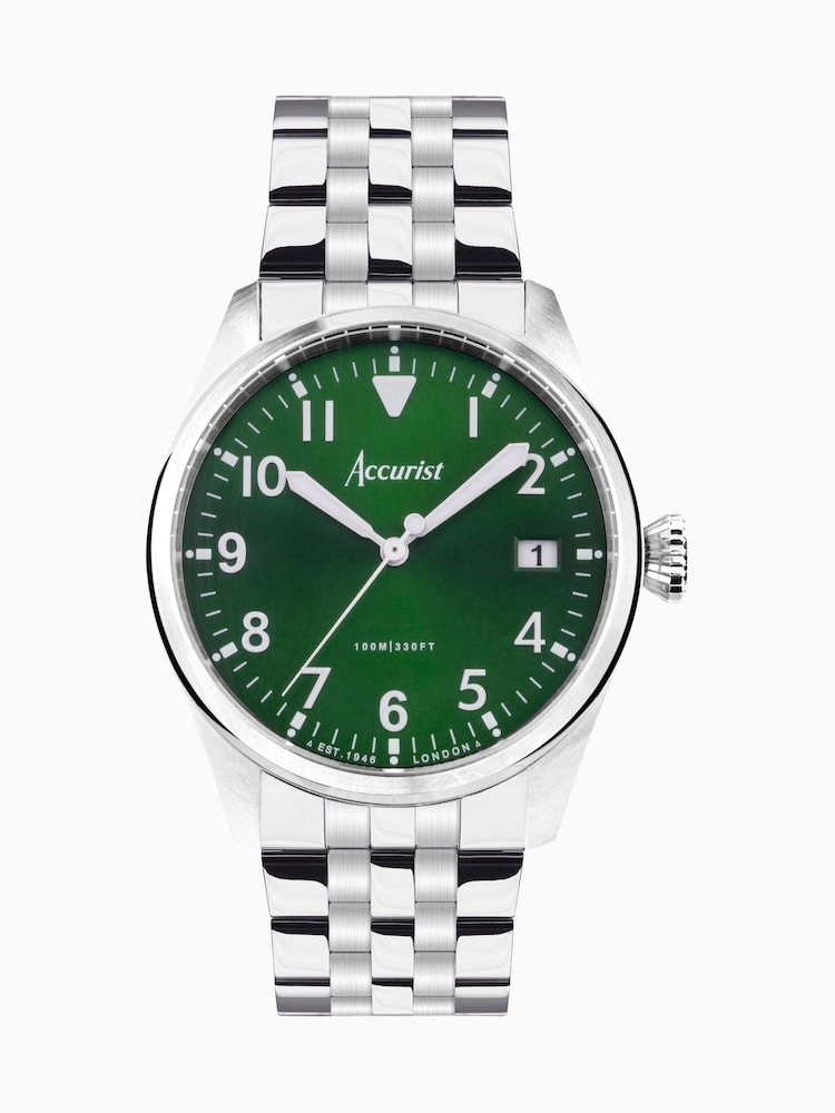 Accurist Mens Silver Tone Aviation Stainless Steel Bracelet Analogue Watch - Image 1 of 7