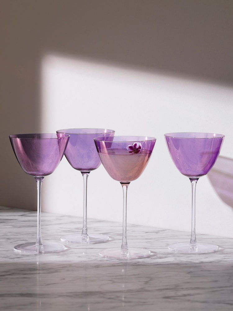 LSA International Set of 4 Purple Aurora Polar Violet Martini Glasses - Image 1 of 3